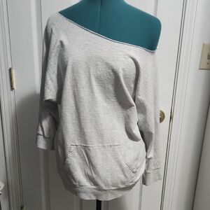 Quiksilver Light Gray Off-Shoulder Sweatshirt